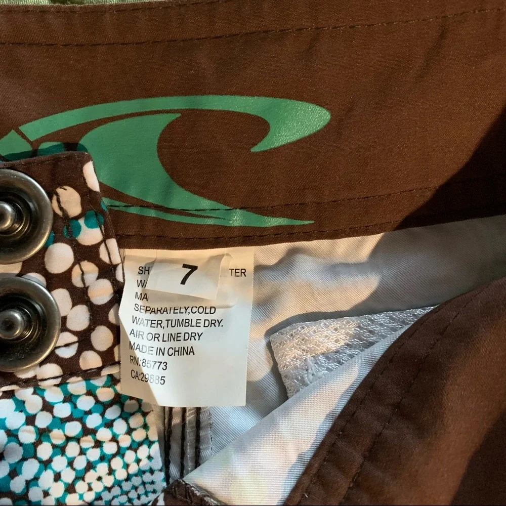 O’Neill Unisex Board Shorts Brown & Green Kids Size 7
